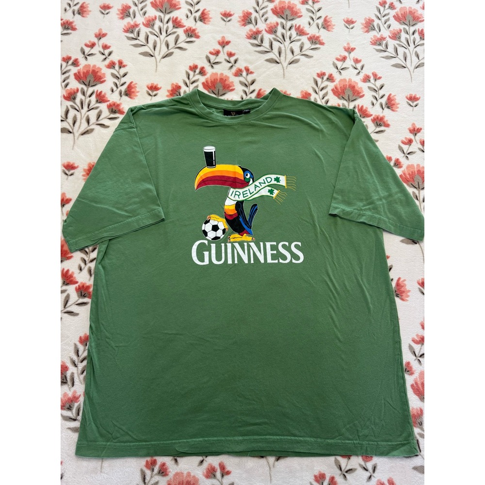 Guinness Official Merchandise Mens Green Toucan Ireland Soccer T-Shirt XXL